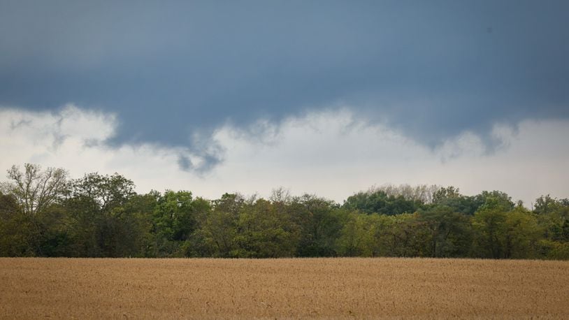 Storm clouds pass over Preble County, Ohio Tuesday Sept. 24, 2024. A weak tornado was confirmed in Preble County on Tuesday. JIM NOELKER/STAFF