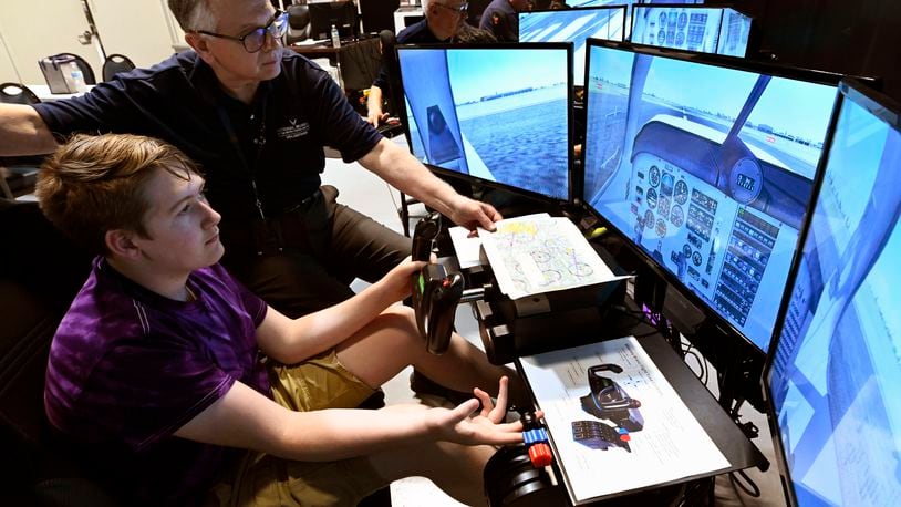 The Intro to Pilot program at the National Museum of the U.S. Air Force has been designed to inspire and educate students about a career as an Aviator. (U.S. Air Force photo by Ty Greenlees)