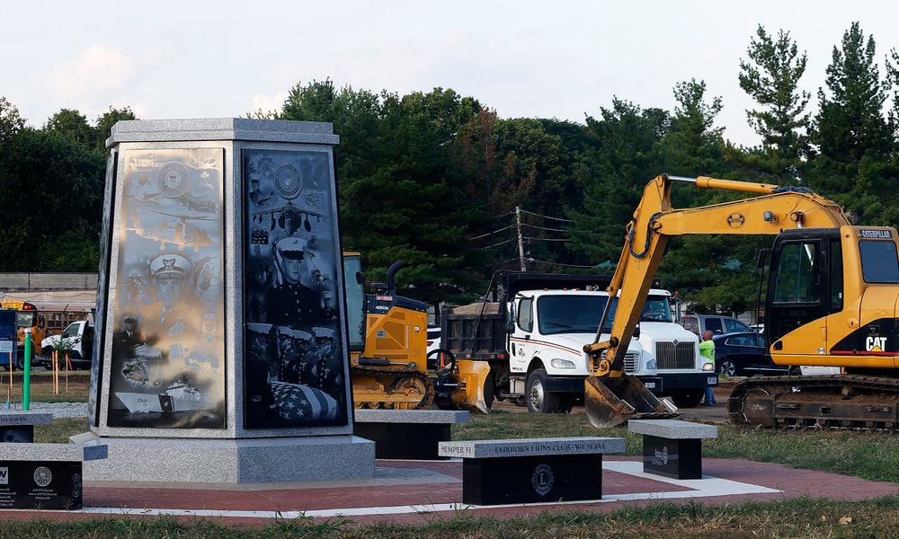 Work continues Friday, Sept. 6, 2024 on the Fairborn Memorial Park, a 2.5-acre site to honor military veterans, law enforcement personnel, city employees and notable residents. The park is located at 221 N. Central Ave. near downtown. MARSHALL GORBY\STAFF