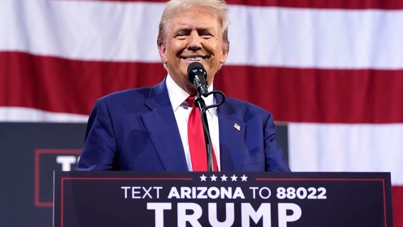 Republican presidential nominee former President Donald Trump speaks during a campaign event at the Linda Ronstadt Music Hall, Thursday, Sept.12, 2024, in Tucson, Ariz. (AP Photo/Alex Brandon)