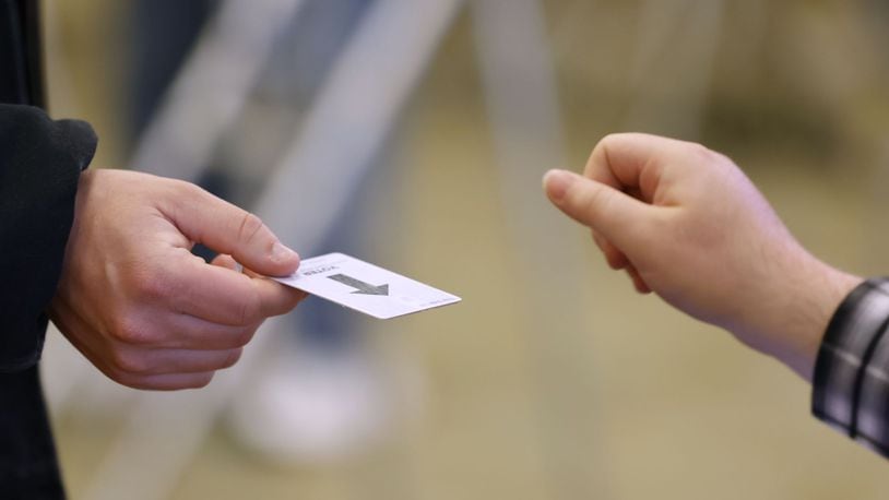 People came to vote on the first day of early voting Tuesday, Oct. 8, 2024 at Butler County Board of Elections in Hamilton. NICK GRAHAM/STAFF