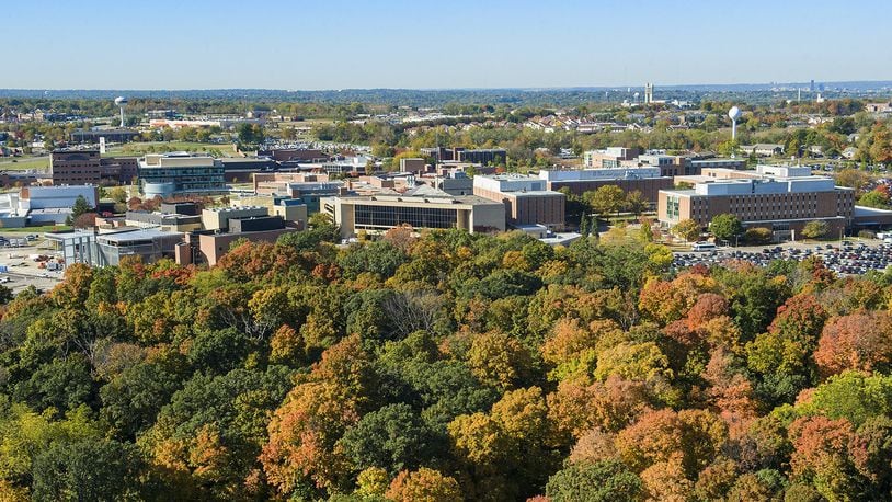 An aerial view of Wright State University’s campus. Wright State leaders have been paying close attention to the university’s budget as the school tries to correct years of overspending.