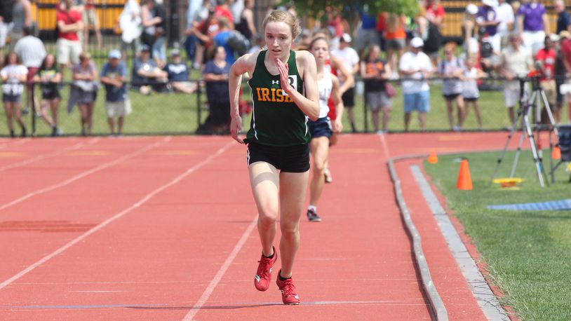 Addie Engel races to victory in the 3,200-meter run at the Division III state track and field championships on Saturday, June 1, 2019, at Jesse Owens Memorial Stadium in Columbus.