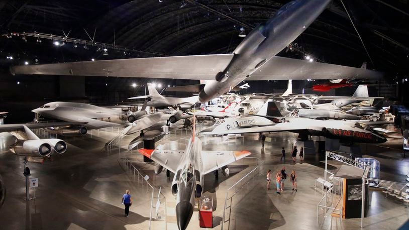 Lockheed U-2A hangs from the ceiling of the National Museum of the U.S. Air Force.   TY GREENLEES / STAFF