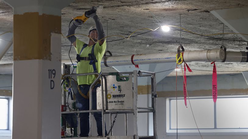 The historic headquarters of Air Force Materiel Command at Wright-Patterson Air Force Base is undergoing its first comprehensive renovation since the 1940s. MARSHALL GORBY\STAFF