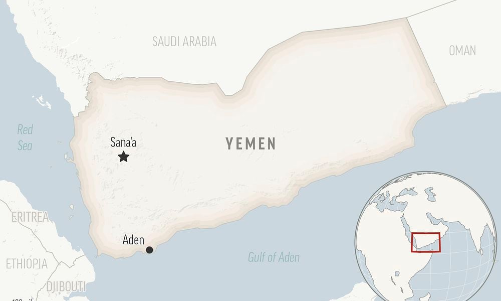 This is a locator map for Yemen with its capital, Sanaa. (AP Photo)