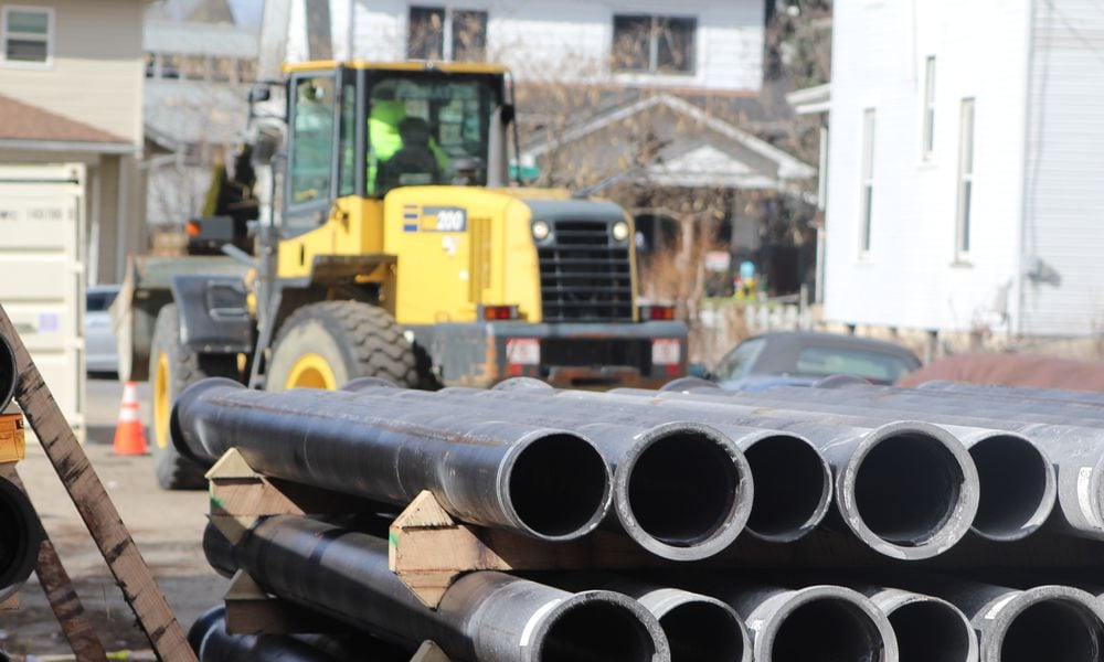 Dayton plans to spend about $10 million on water main projects this year. Water infrastructure work is taking place in East Dayton. CORNELIUS FROLIK / STAFF