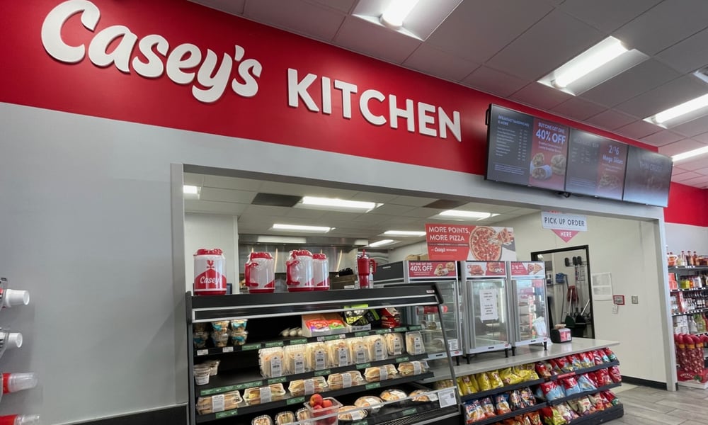 This is the kitchen inside Casey's on Princeton Road in Fairfield Twp., near Menard's. A manager working there said they will pretty much make anything a hungry patron requests and its most popular choice is pizza. STAFF PHOTO