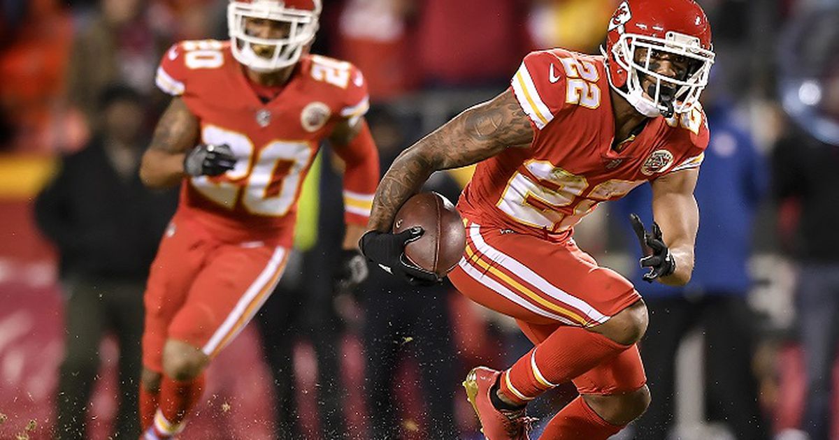 NFL Kansas City Chiefs player Marcus Peters protests during anthem