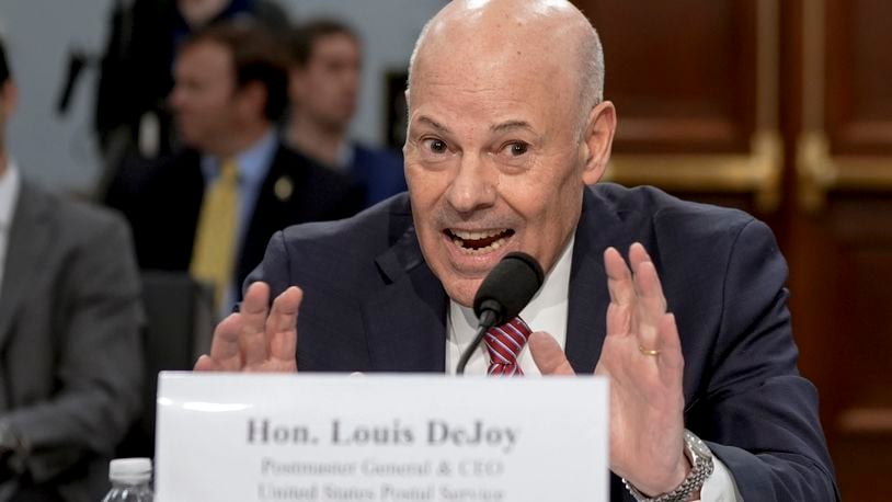 Postmaster General Louis DeJoy, testifies during a House Committee on Appropriations Subcommittee on Financial Services and General Government oversight hearing on the United States Postal Service's role in Federal election integrity, Thursday, Sep 26, 2024, on Capitol Hill in Washington. (AP Photo/Mariam Zuhaib)