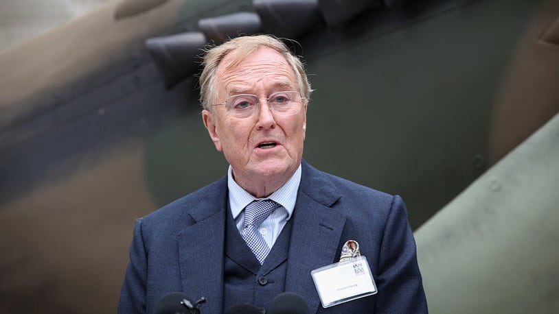 Actor Robert Hardy speaks outside the Churchill War Rooms Museum at a Battle of Britain anniversary celebration on August 20, 2010 in London, England. This year commemorates the 70th Anniversary of the Battle of Britain.  (Photo by Dan Kitwood/Getty Images)