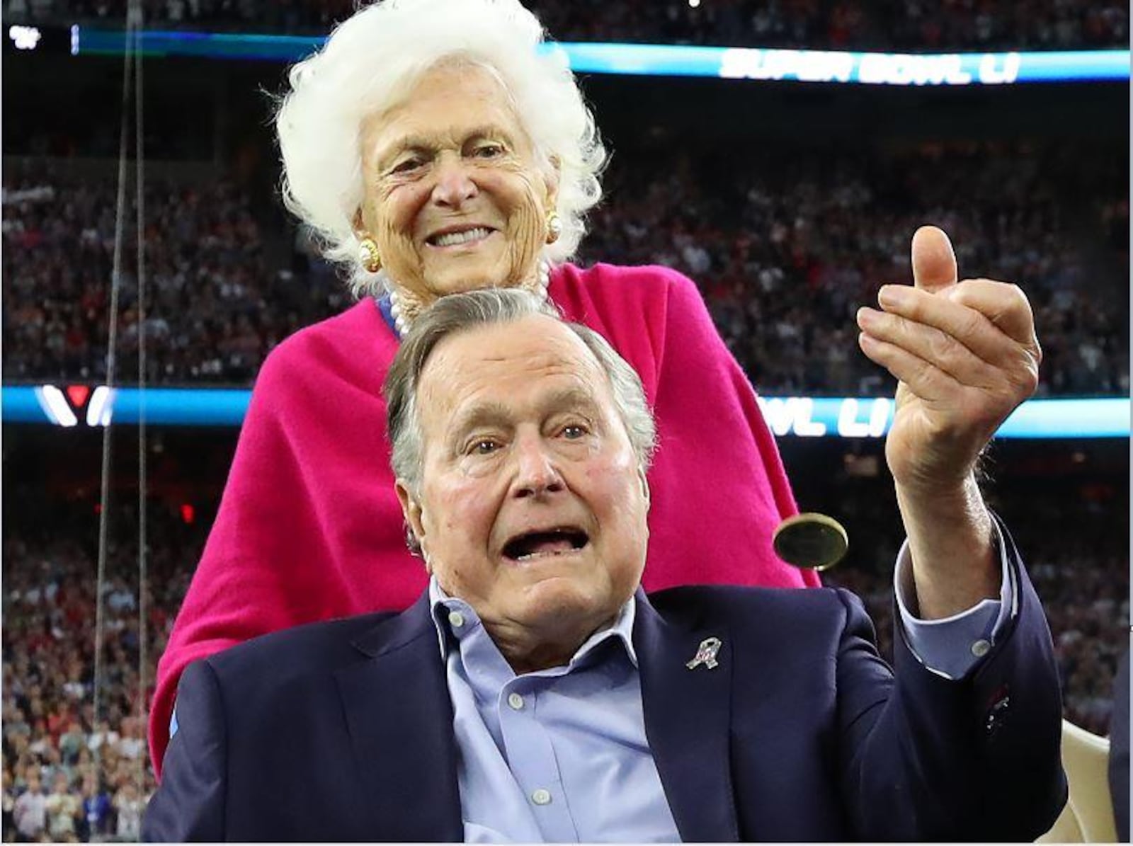 President George H.W. Bush, shown here with his wife Barbara, died Friday at age 94 in Houston.