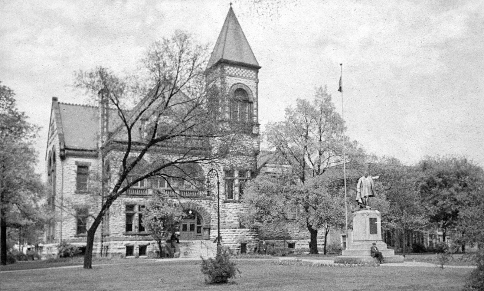 The new Dayton Free Public Library opened to the community in January of 1888. Located in Cooper Park, next to the Miami and Erie Canal, the building was constructed out of Dayton limestone with Marquette red sandstone trim and topped by a red slate roof. DAYTON METRO LIBRARY