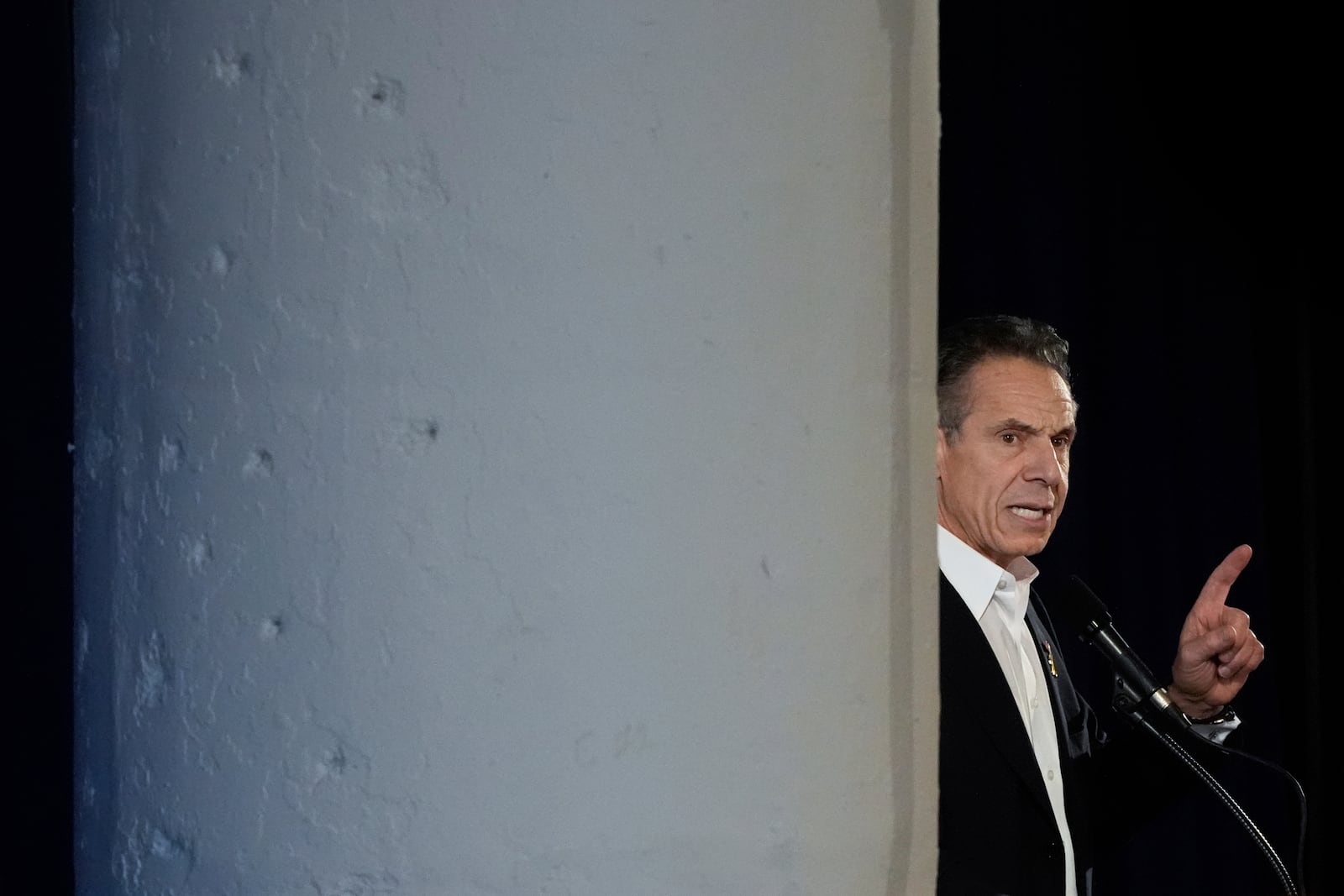 Former New York Gov. Andrew Cuomo speaks at the New York City District Council of Carpenters while campaigning for mayor of New York City, Sunday, March 2, 2025. (AP Photo/Julia Demaree Nikhinson)