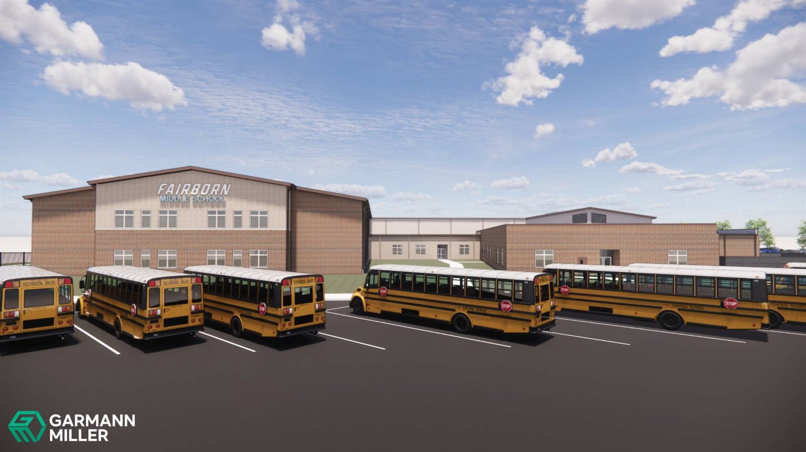 A rendering of the new Baker Middle School, the last of Fairborn City Schools' academic facilities to be rebuilt in the district. CONTRIBUTED