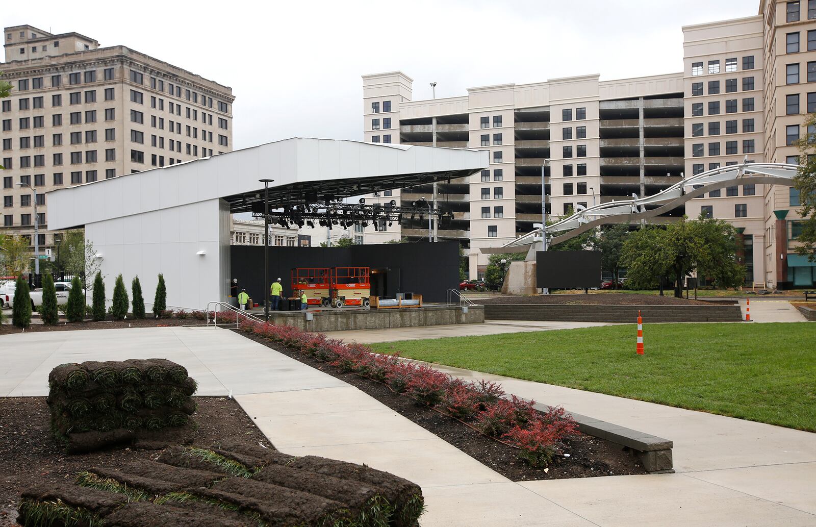 The Levitt Pavilion Dayton will celebrate its opening with a concert on August 9,  just a short fourteen months after getting the green light for the project in downtown Dayton.   TY GREENLEES / STAFF