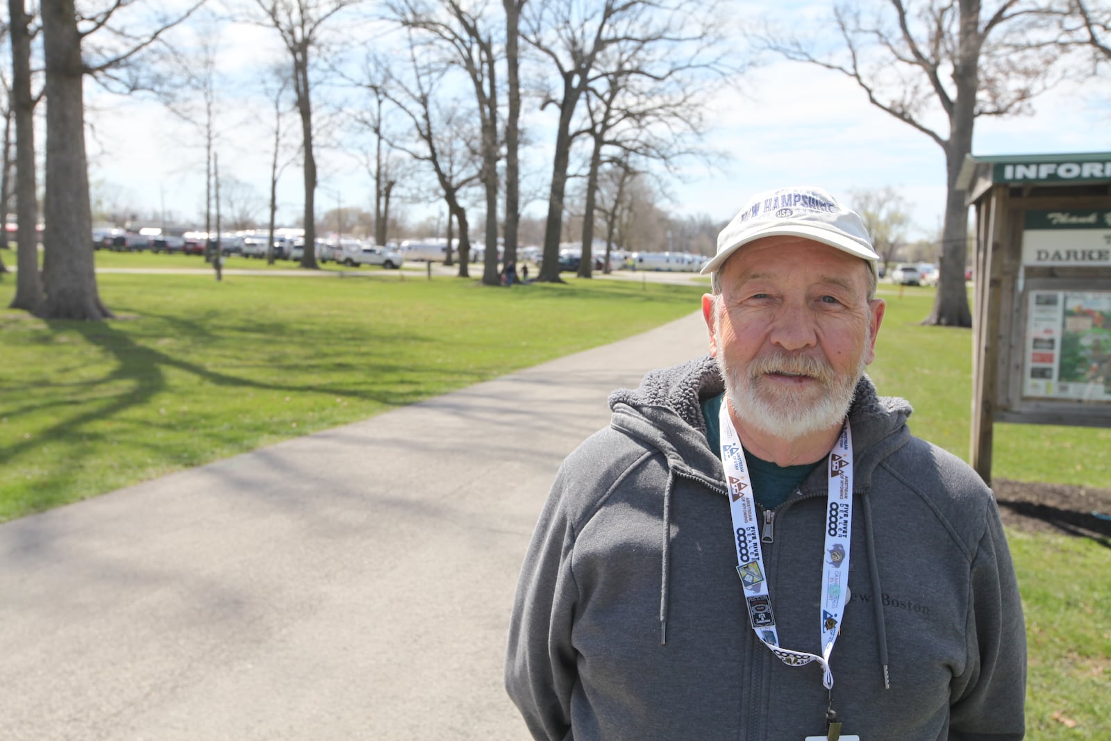 Leon Lupien traveled from Winterhaven, Florida, to the Darke County Fairgrounds in Greenville to watch the total solar eclipse on Monday, April 8, 2024. RICH GILLETTE/STAFF