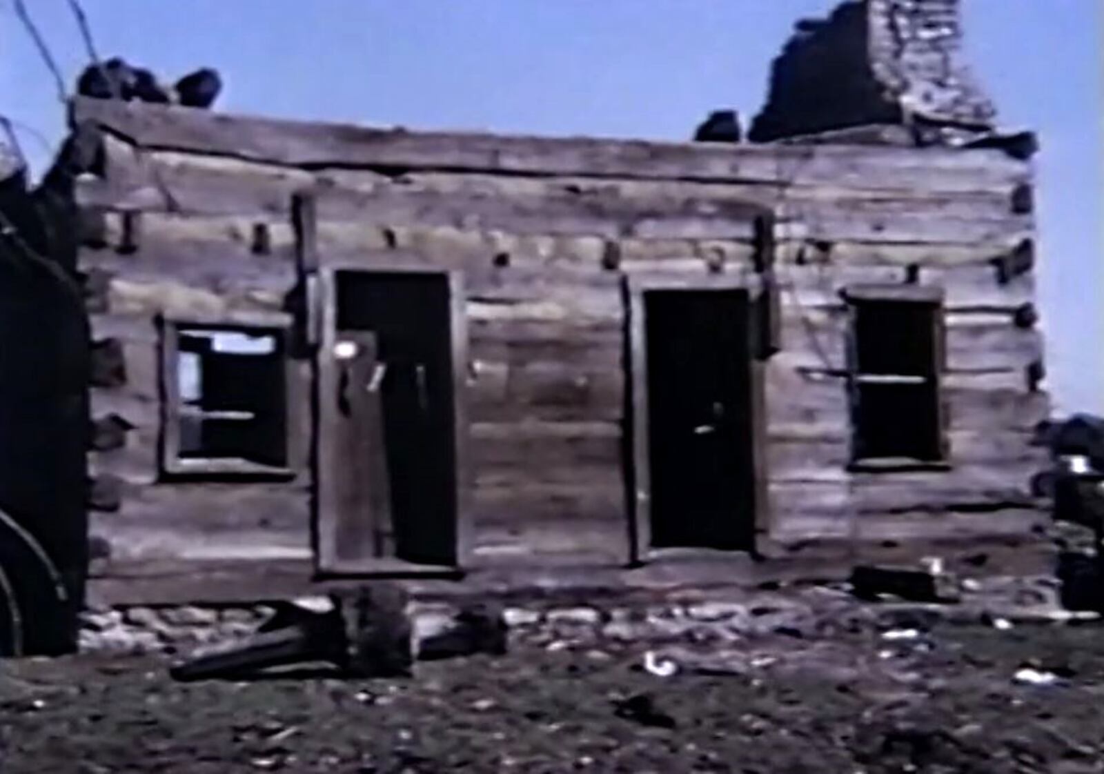 Original James Galloway (early Greene County settler) log cabin which is part of the Greene County Historical Society after the Xenia tornado of 1974. COURTESY GOV. MIKE DEWINE