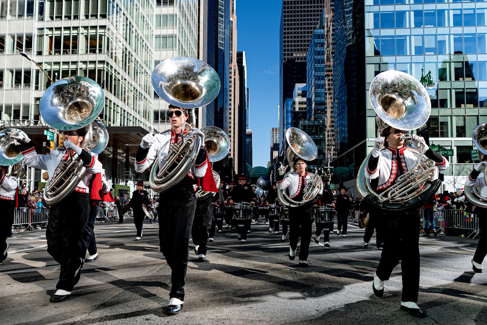 FILE - Members of the Texas Tech Marching band perform during the 97th Macy's Thanksgiving Day Parade in New York, Thursday, Nov. 23, 2023. (AP Photo/Peter K. Afriyie, file)