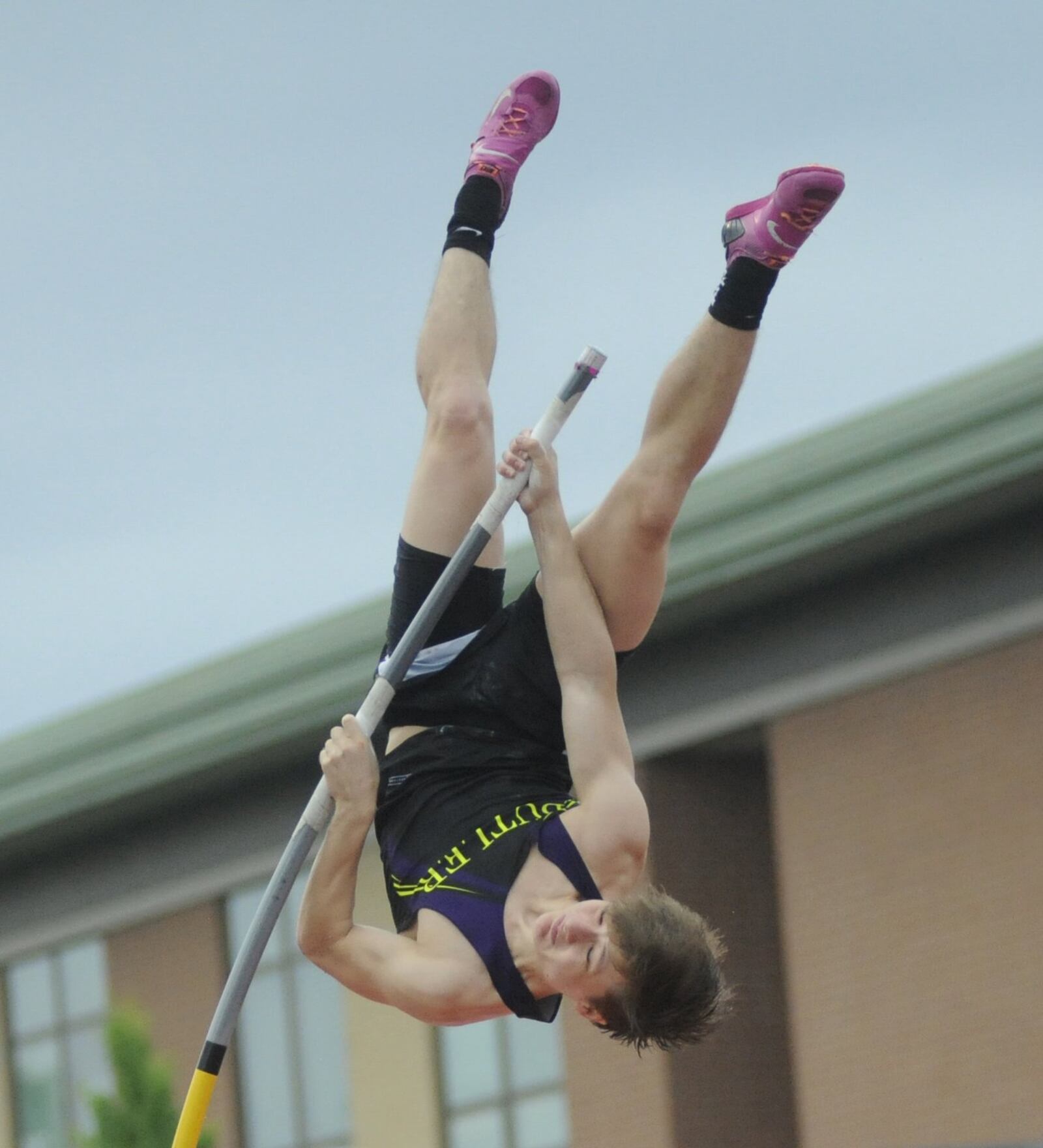 Butler junior Dalton Shepler set a pole vault record of 16-10 in the Division I regional track and field meet at Wayne High School on Wednesday, May 22, 2019. MARC PENDLETON / STAFF