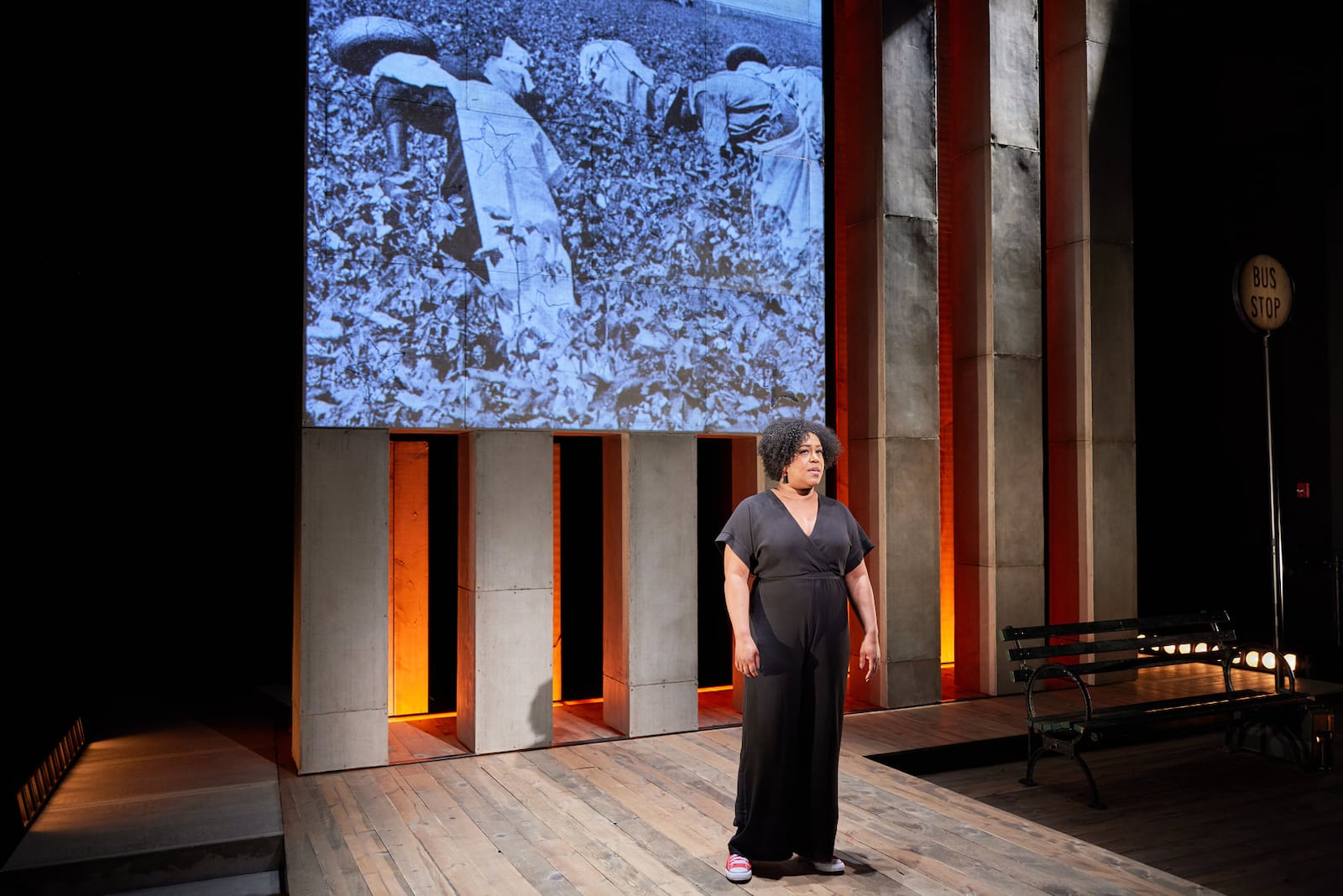 Torie Wiggins as Tour Guide in Ensemble Theatre Cincinnati's production of "Your Negro Tour Guide." PHOTO BY RYAN KURTZ