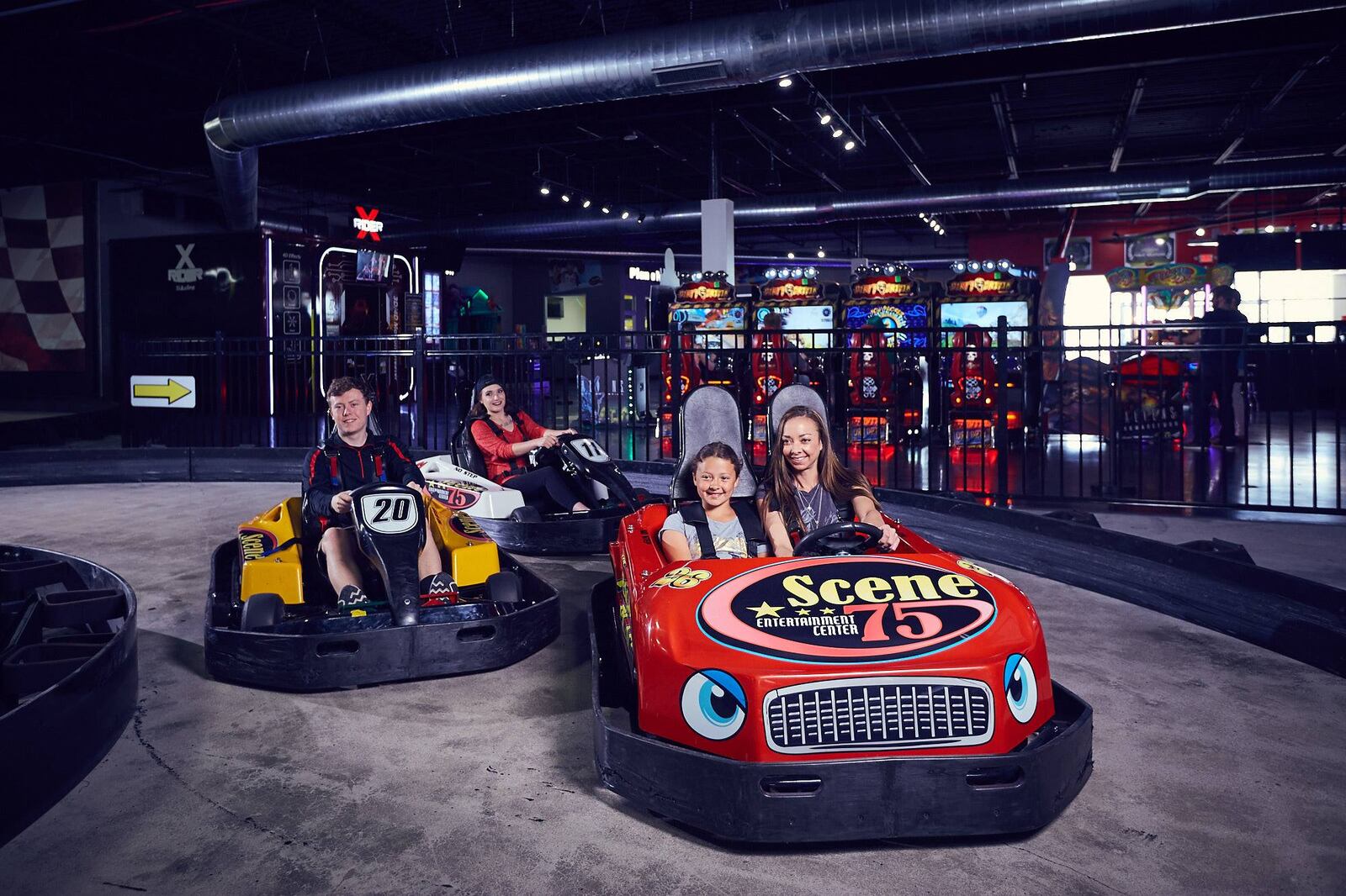 A military ID means a free go-kart ride and game card discounts at Scene75 Entertainment Center.