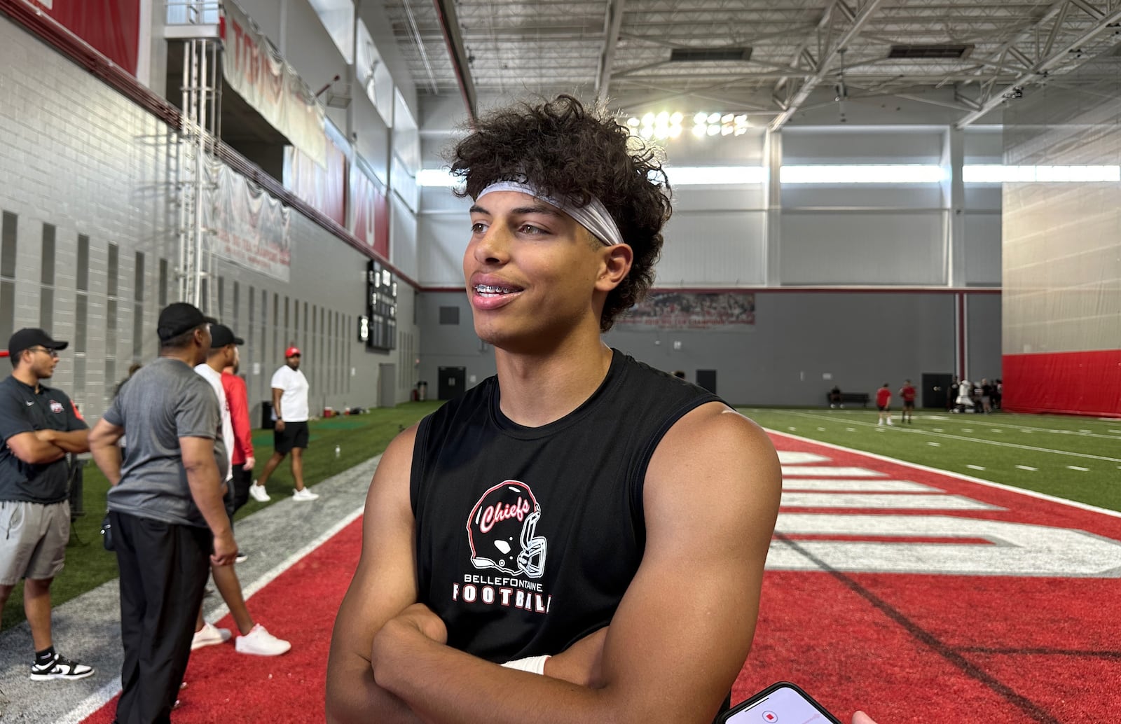 Bellefontaine QB Tavien St. Clair talks recruiting at Ohio State in Columbus June 21, 2023. (Photo: Marcus Hartman/STAFF)