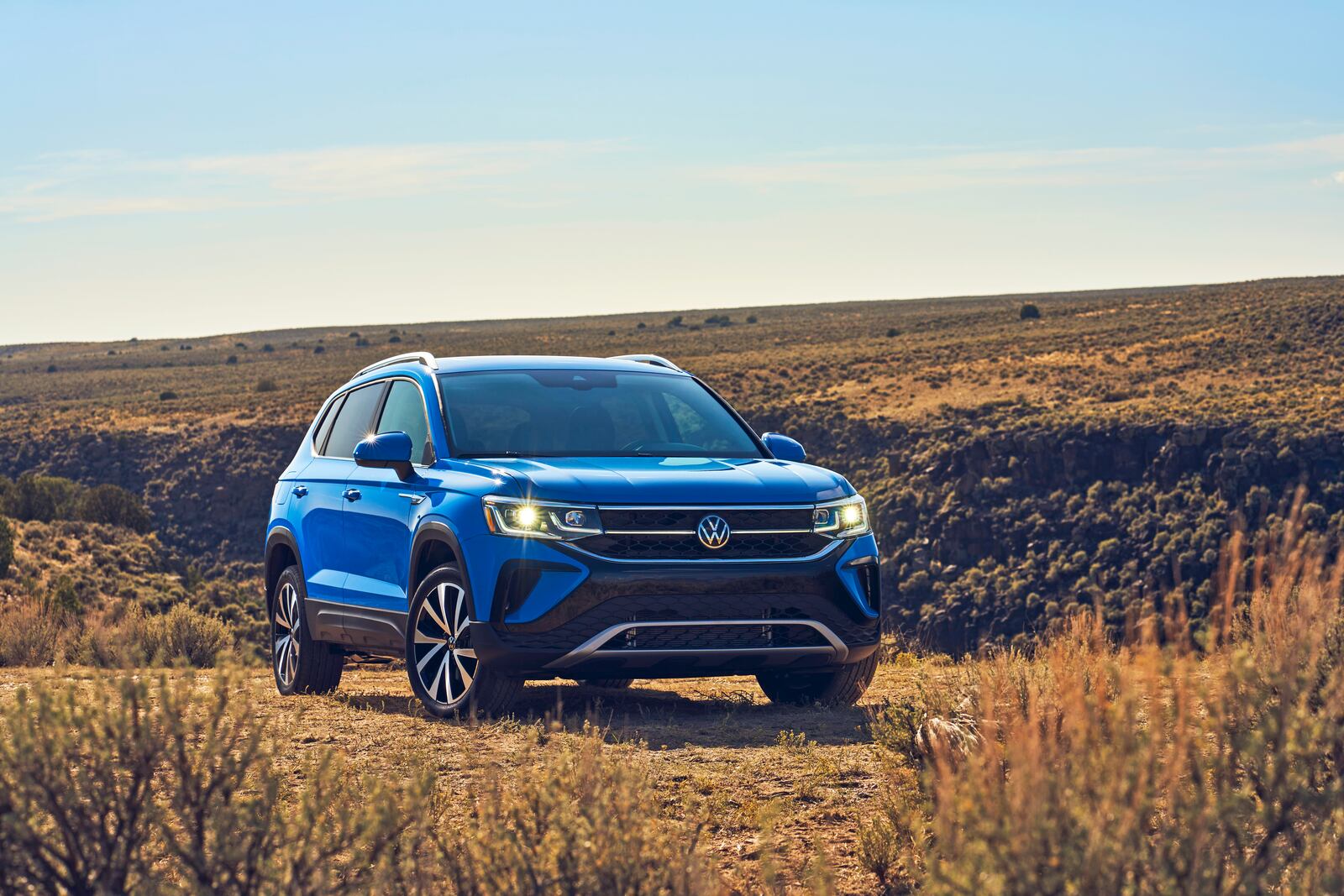 This photo provided by Volkswagen shows a new 2022 Volkswagen Taos compact crossover SUV. It's one of the smallest and most affordable SUVs on sale today yet offers lots of features and pleasing performance. (Courtesy of Volkswagen of America via AP)