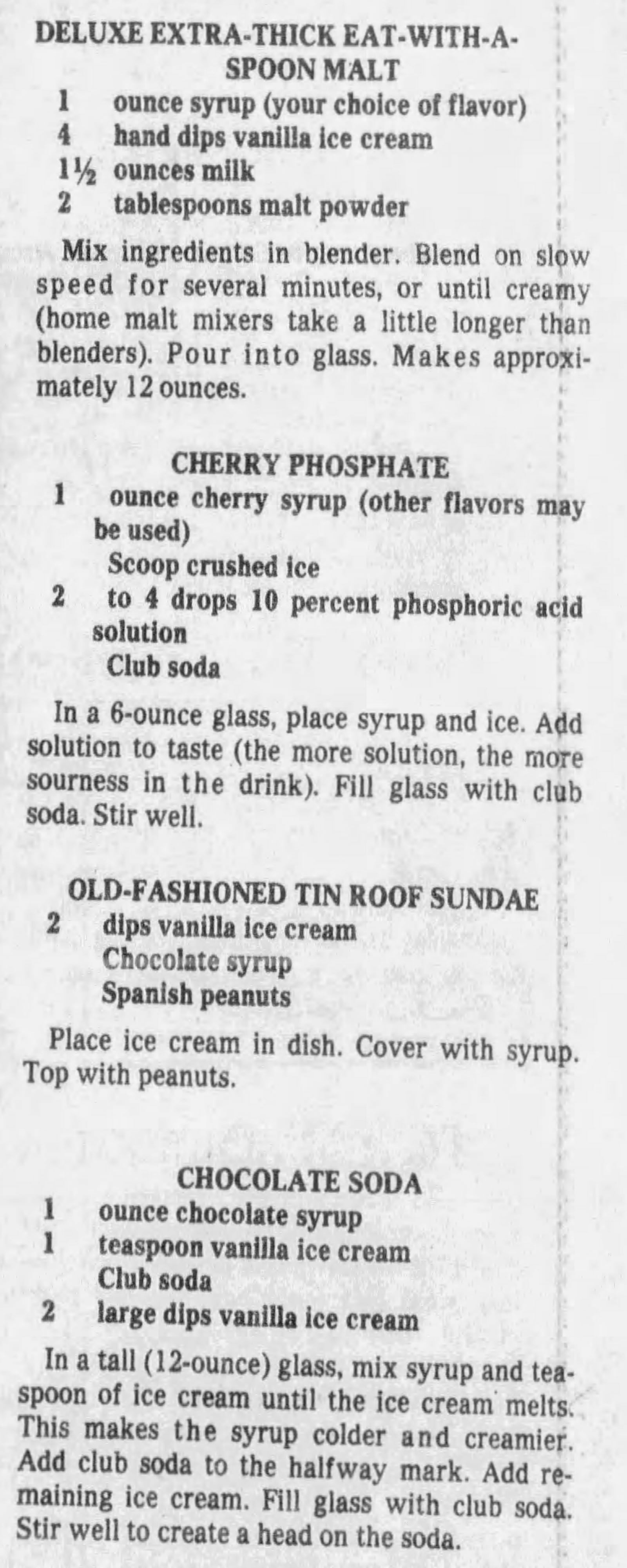 Dafler Pharmacy recipes from a 1983 Dayton Daily News story. DAYTON DAILY NEWS ARCHIVES