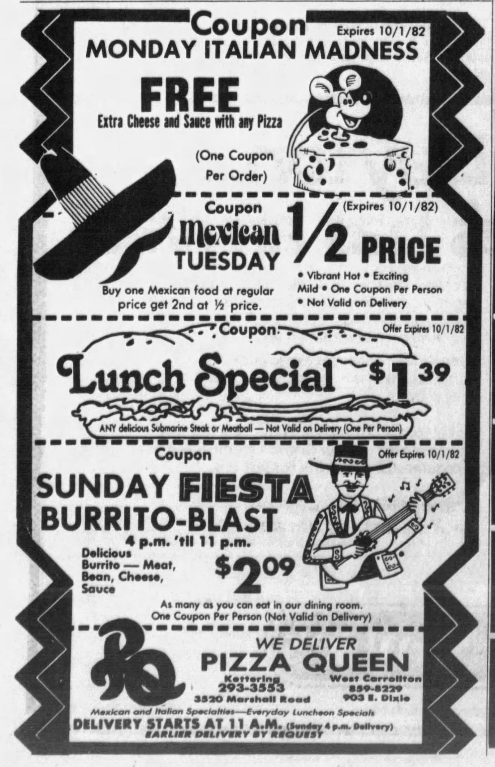 Pizza Queen (later El Meson) advertisement from 1982. DAYTON DAILY NEWS ARCHIVES