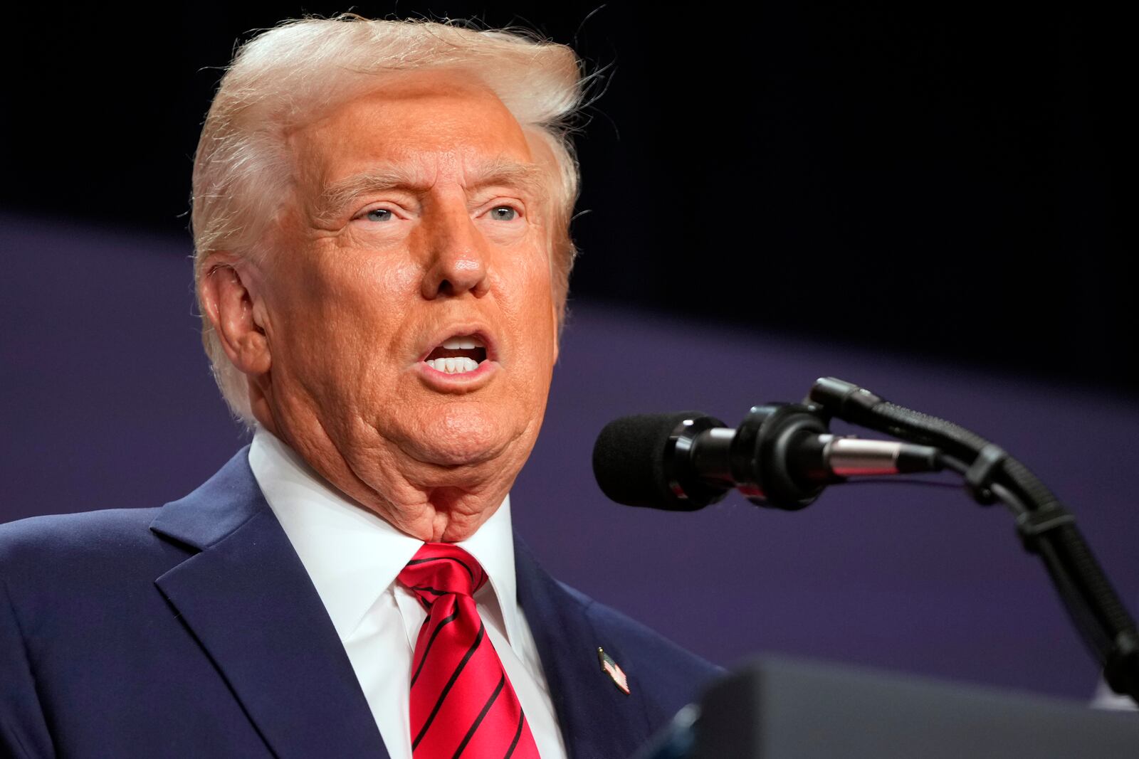 President Donald Trump speaks at the 2025 House Republican Members Conference Dinner at Trump National Doral Miami in Doral, Fla., Monday, Jan. 27, 2025. (AP Photo/Mark Schiefelbein)