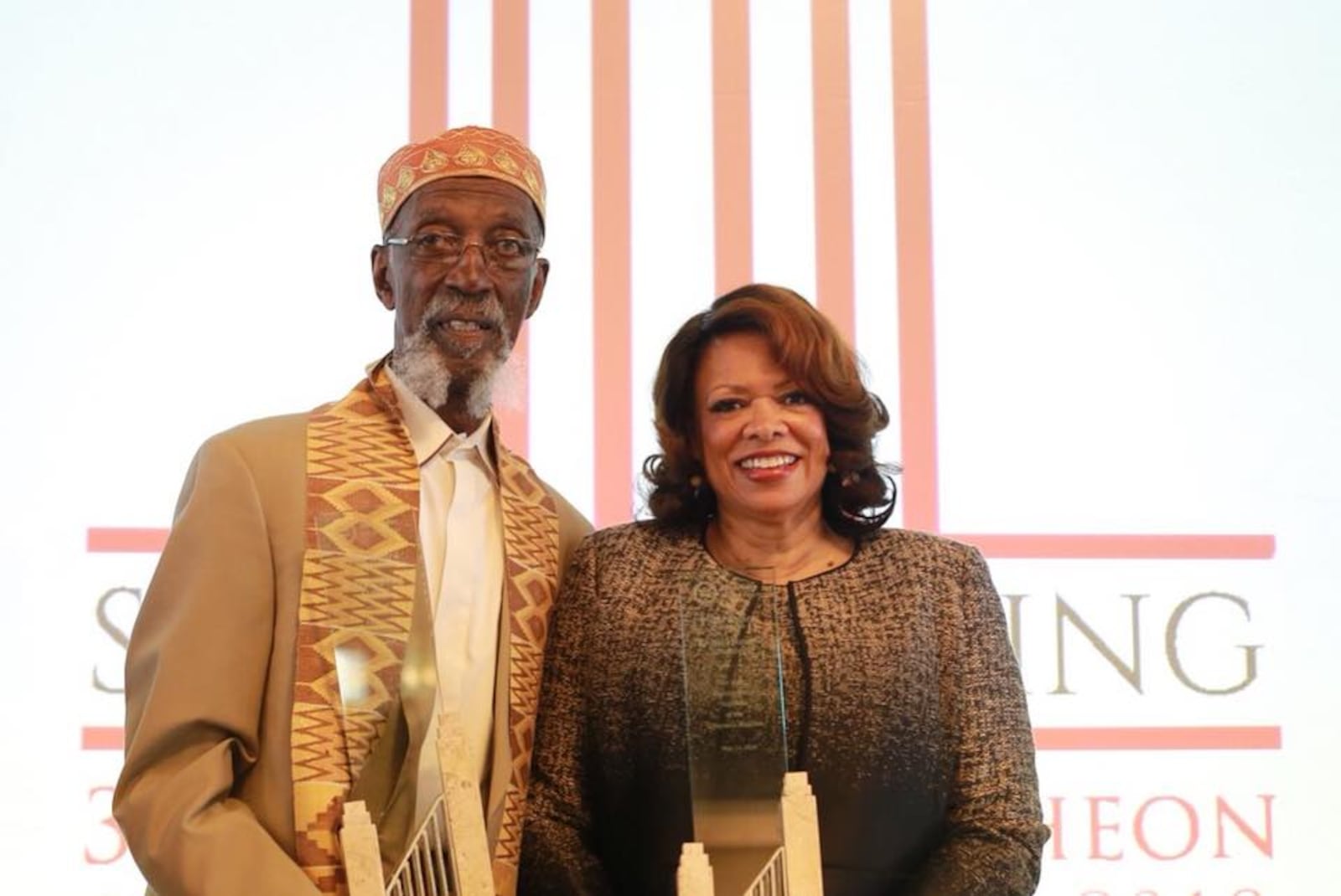 Willis "Bing" Davis and Dayton Contemporary Dance Company CEO Ro Nita Hawes-Saunders were honored with the Pillar Award at the 2018 Miami Valley Urban League Luncheon. CONTRIBUTED