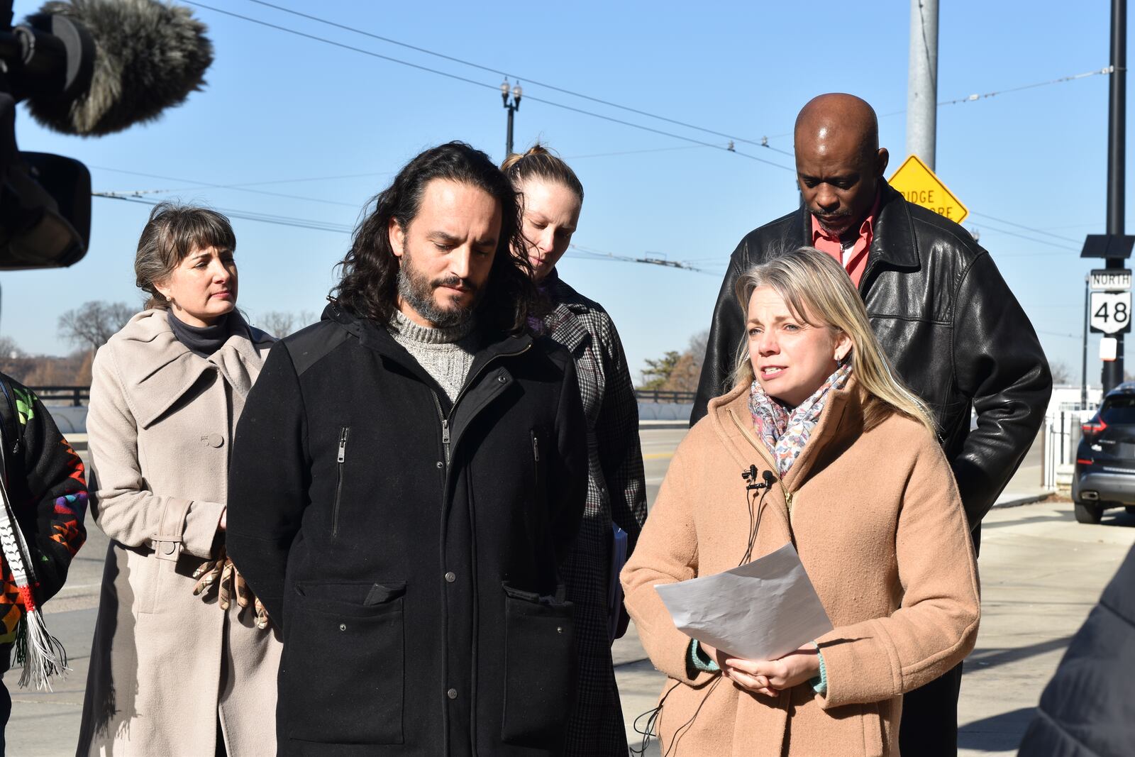 Melissa Bertolo and other members of the Coalition on Public Protection hosted a press conference on Thursday, Dec. 14, 2023, to discuss concerns about the Dayton Police Department's proposal to acquire and use more fixed-site automated license plate readers. CORNELIUS FROLIK / STAFF