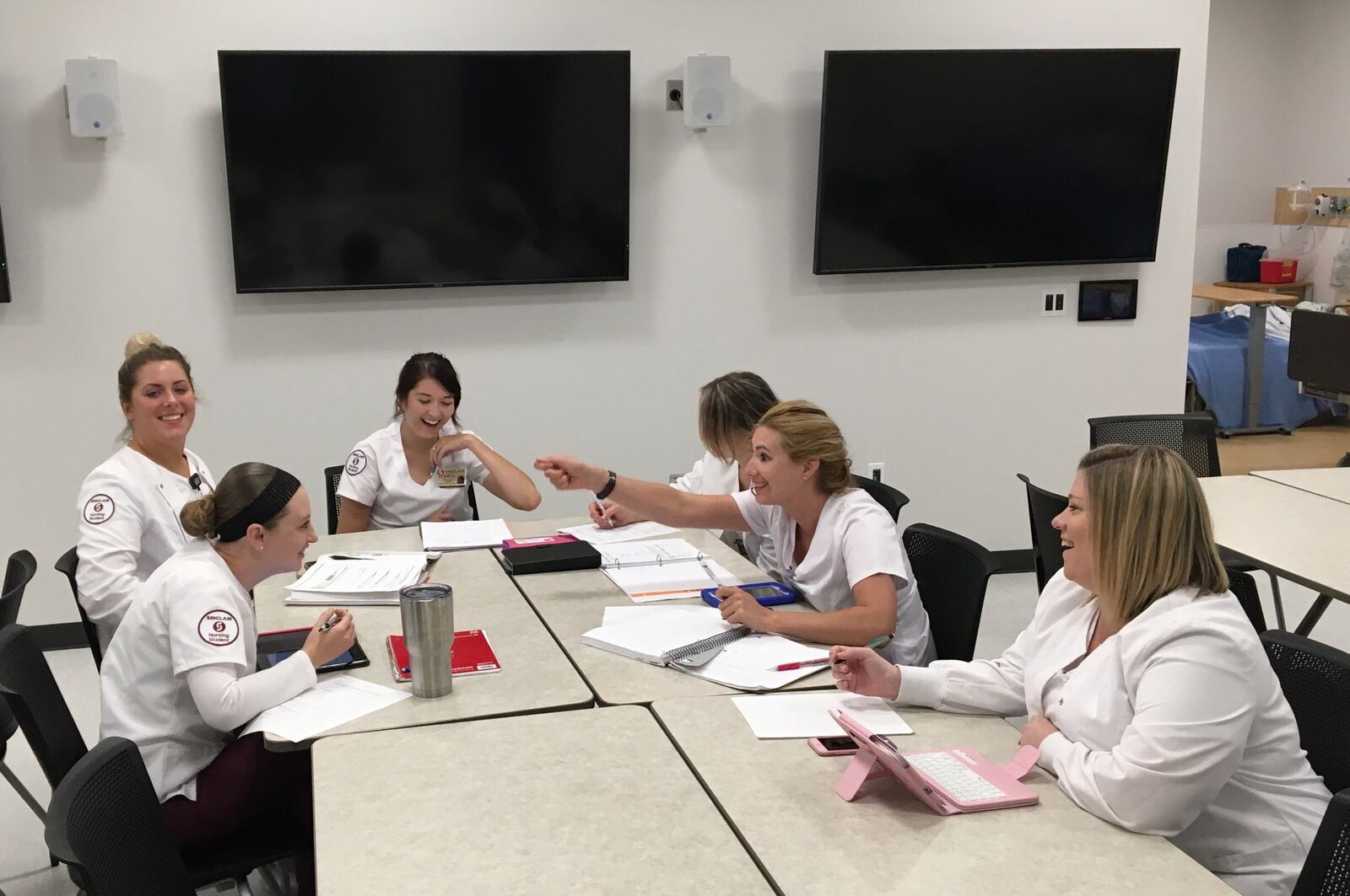 A class is taught in Sinclair Community College’s new health sciences building. The $31.5 million building opened for the first day of classes on Monday.