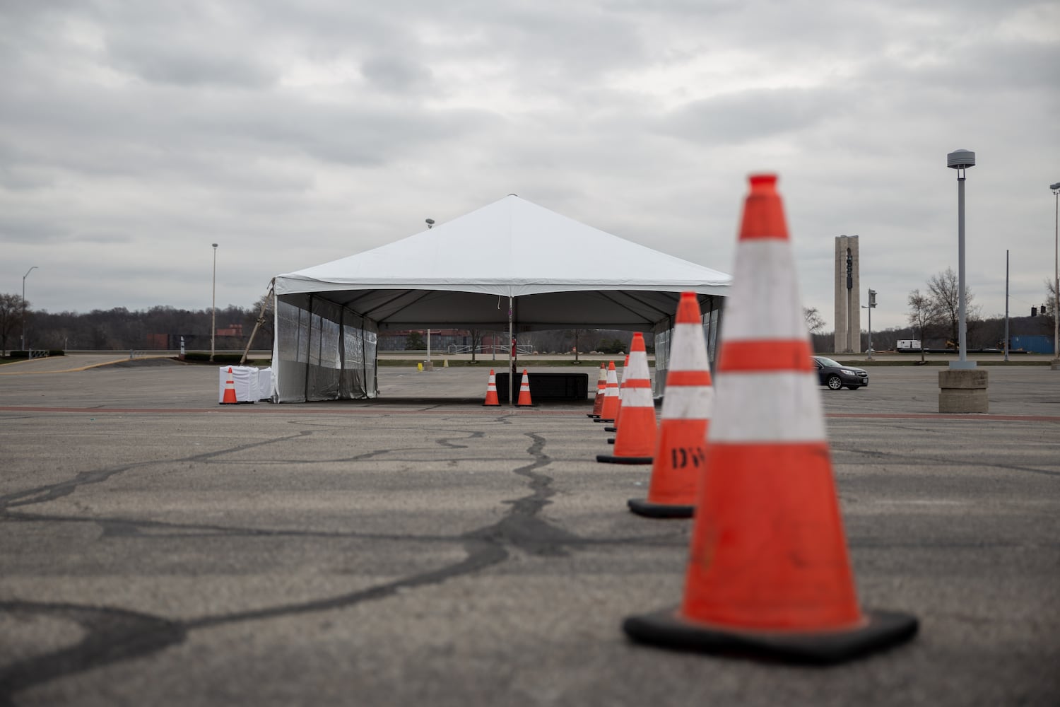 PHOTOS: UD Arena parking lot transformed into drive-up coronavirus testing center