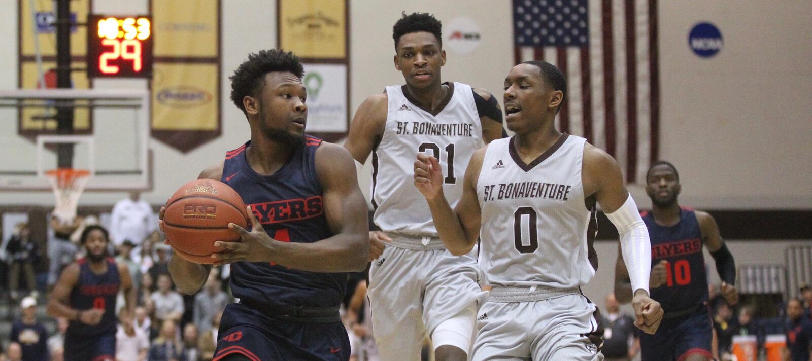 Dayton against St. Bonaventure on Saturday, Jan. 19, 2019, at the Reilly Center in Olean, N.Y.