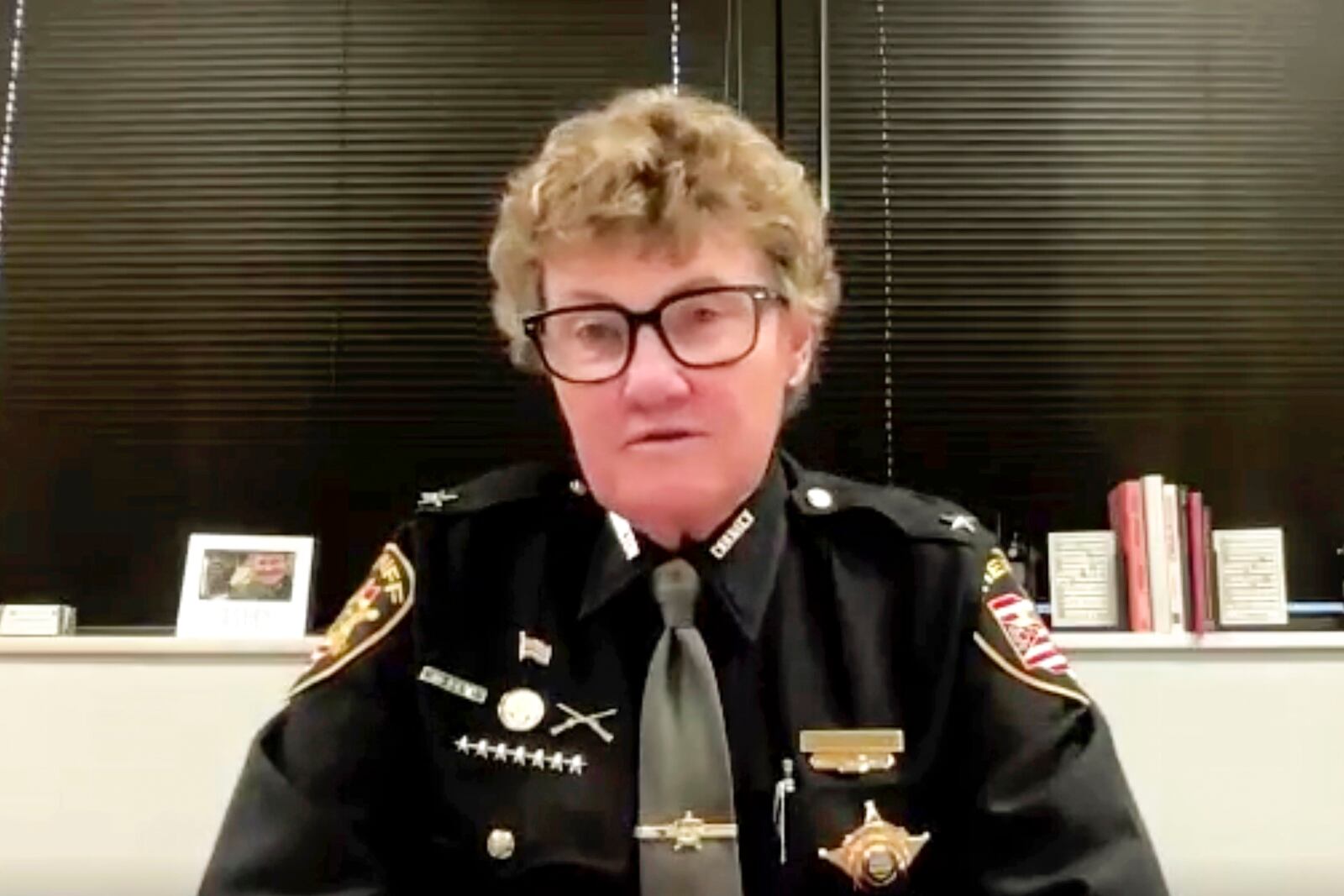 This image made from an Associated Press Zoom interview shows Sheriff Charmaine McGuffey of Hamilton County, Ohio, on Jan. 16, 2025. (AP Photo)