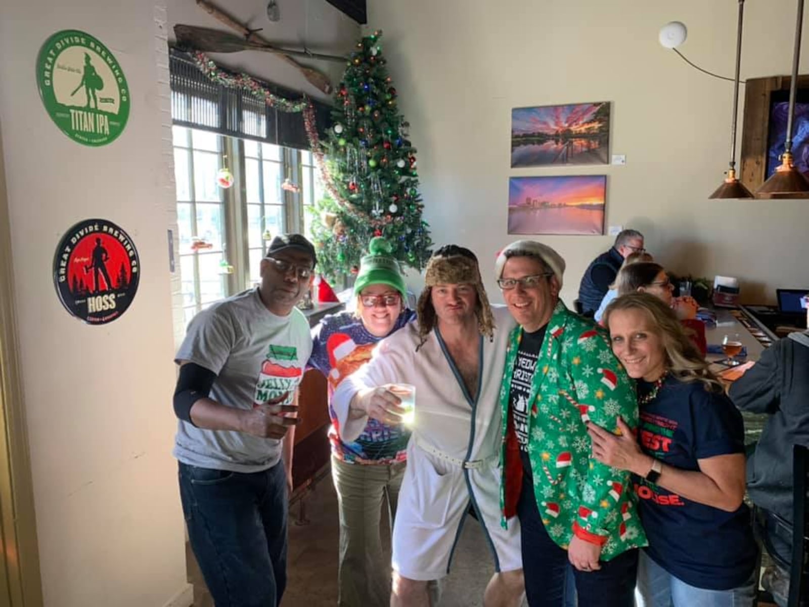 Alexis Larsen enjoying last year's Griswold Christmas Eve Brunch at Mudlick Tap House with friends and family and, of course, Cousin Eddie.