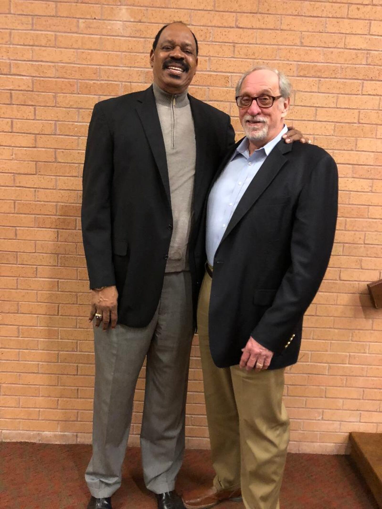 Greg Nelson (right)  and Artis Gilmore were teammates on the Jacksonville University team that made it to the NCAA Tournament’s title game in 1970. The 7-foot-2 Gilmore, a consensus first team All American averaged 26.5 points and 22.8 rebounds per game that season. The 6-foot-6 Nelson averaged 10.6 points and 6.3 rebounds. The two men remained lifelong friends. CONTRIBUTED