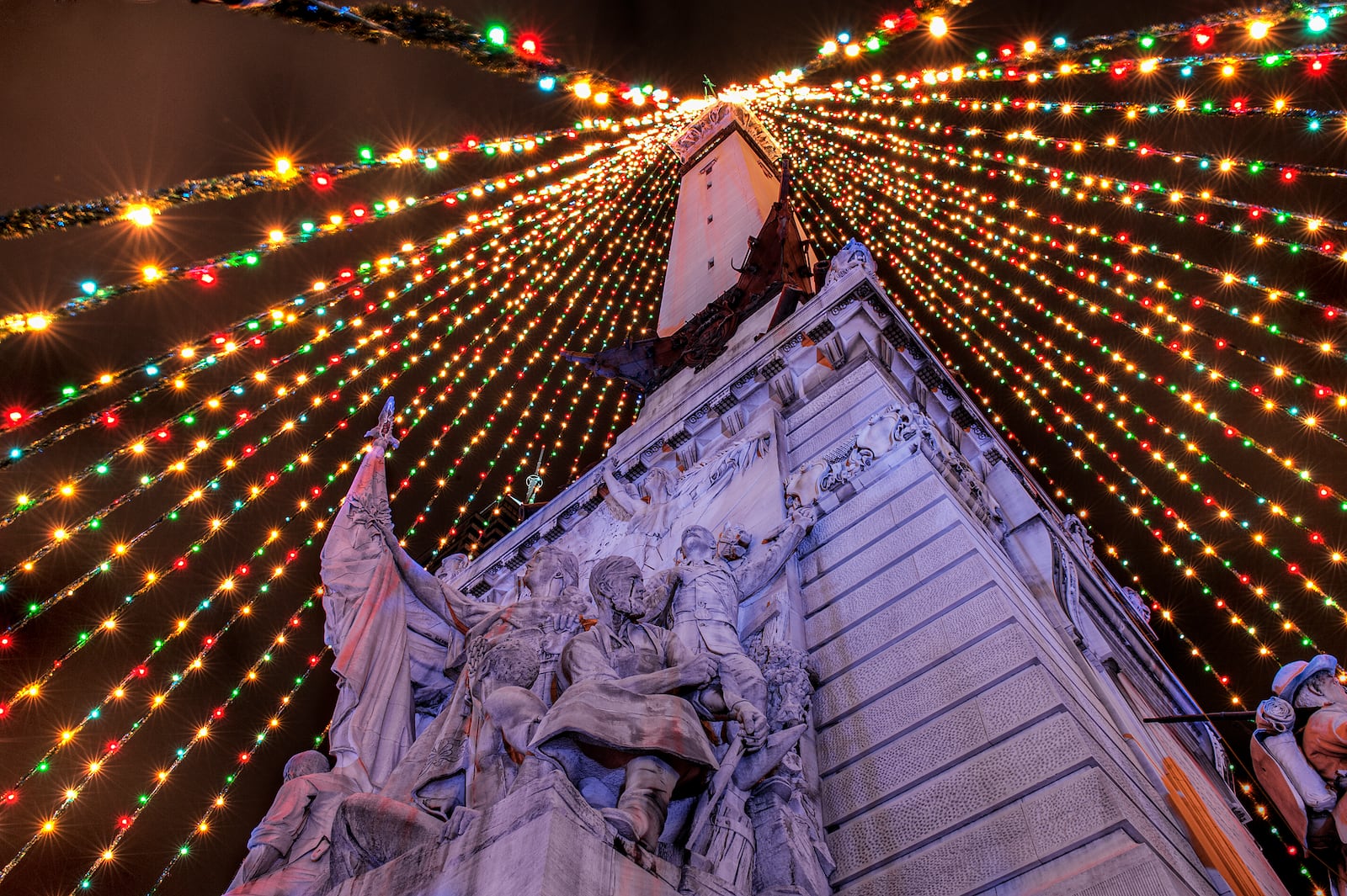 According to Visit Indy, Circle of Lights features the world’s largest Christmas tree with nearly 5,000 lights and 52 garland strands streaming from the city’s 284-foot-tall Soldiers and Sailors Monument. CONTRIBUTED