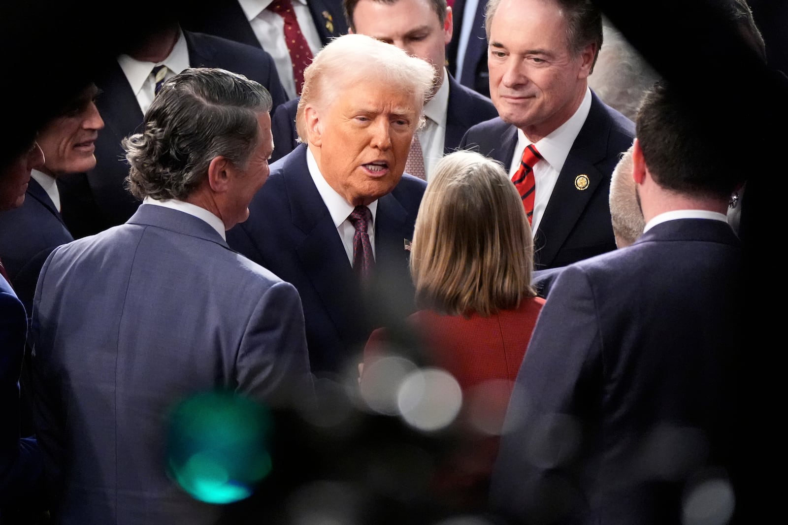 President Donald Trump departs after addressing a joint session of Congress at the Capitol in Washington, Tuesday, March 4, 2025. (AP Photo/Alex Brandon)