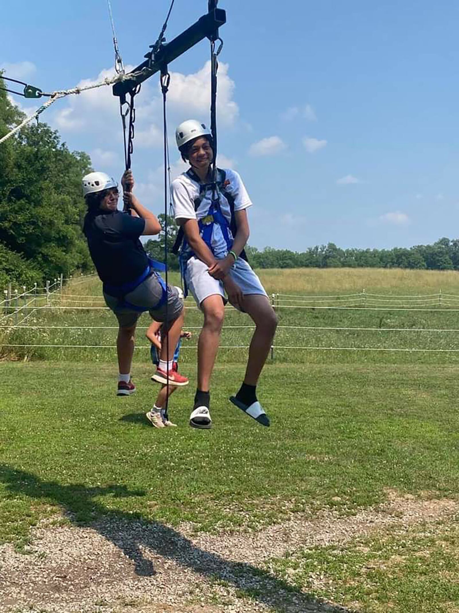 Malcom Blunt (front) with his best friend Joseph Boop, whom he first met at Camp Ko-Man-She in 2019