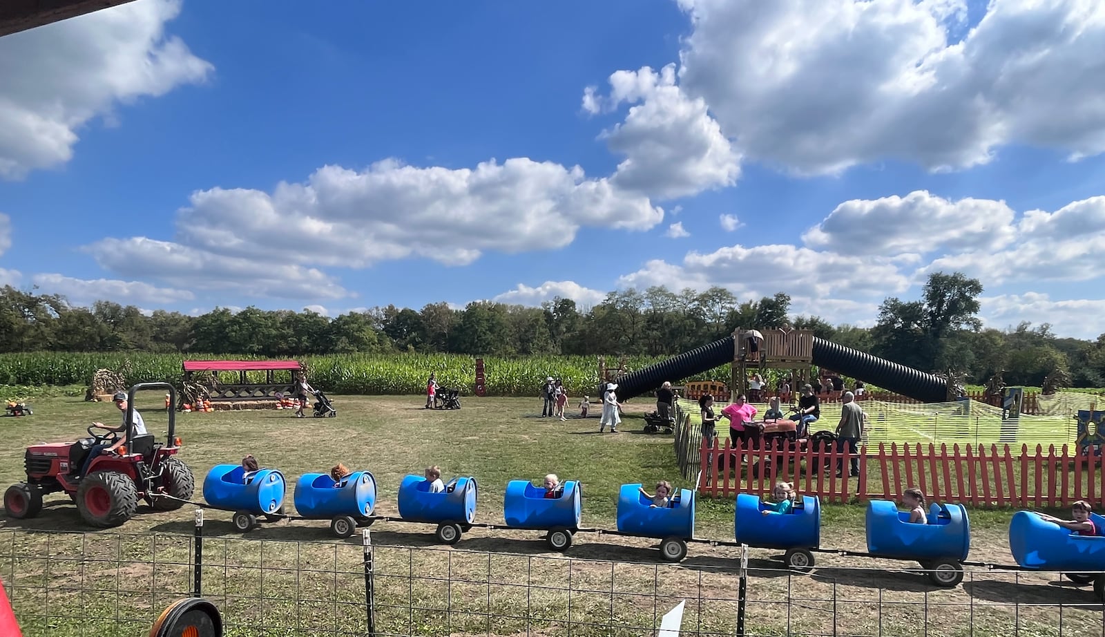 Barrel train rides are just part of the fun at Brown's Family Farm Market in Hamilton - CONTRIBUTED