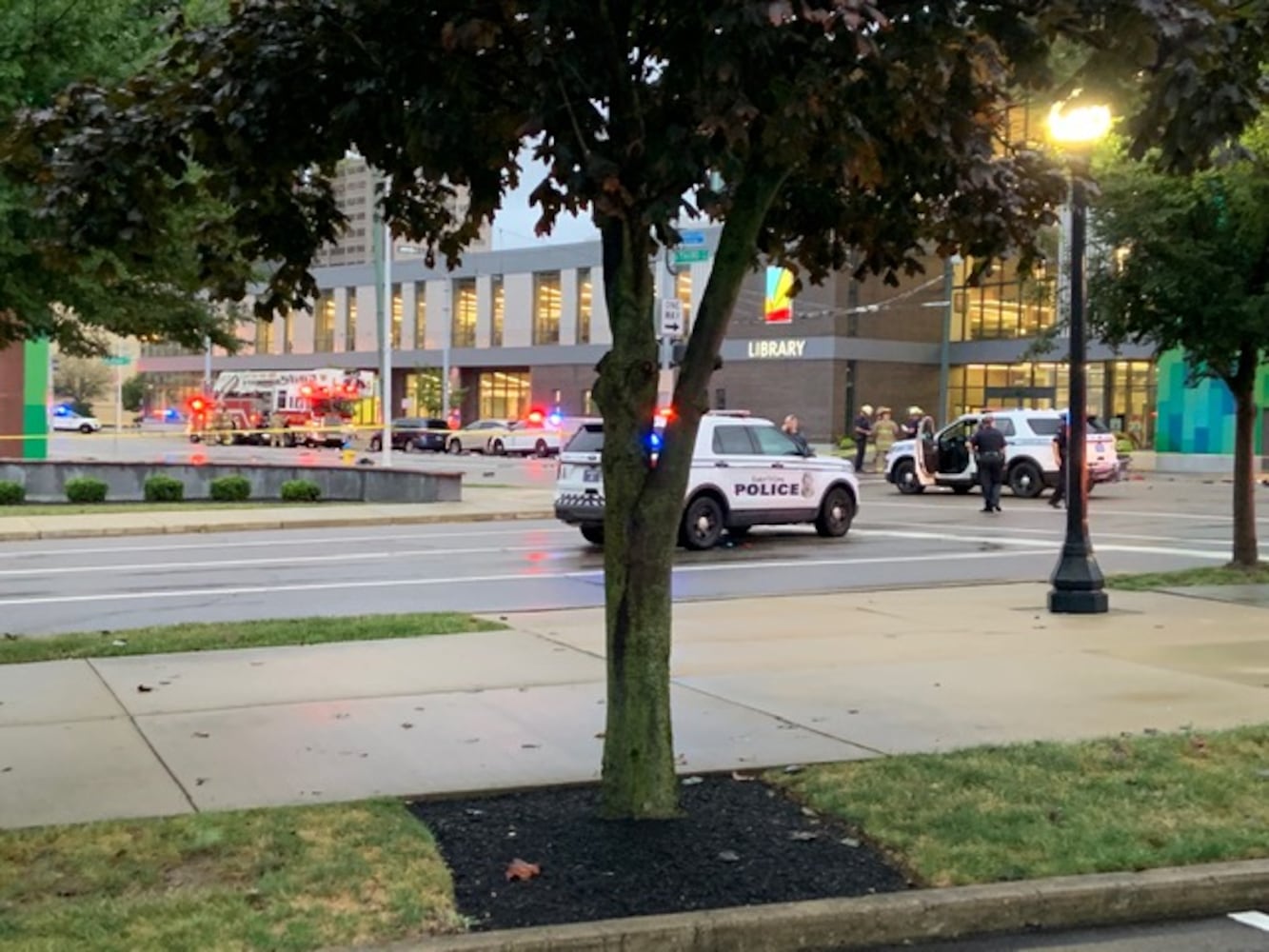 Police cruisers involved in accident near Main Library