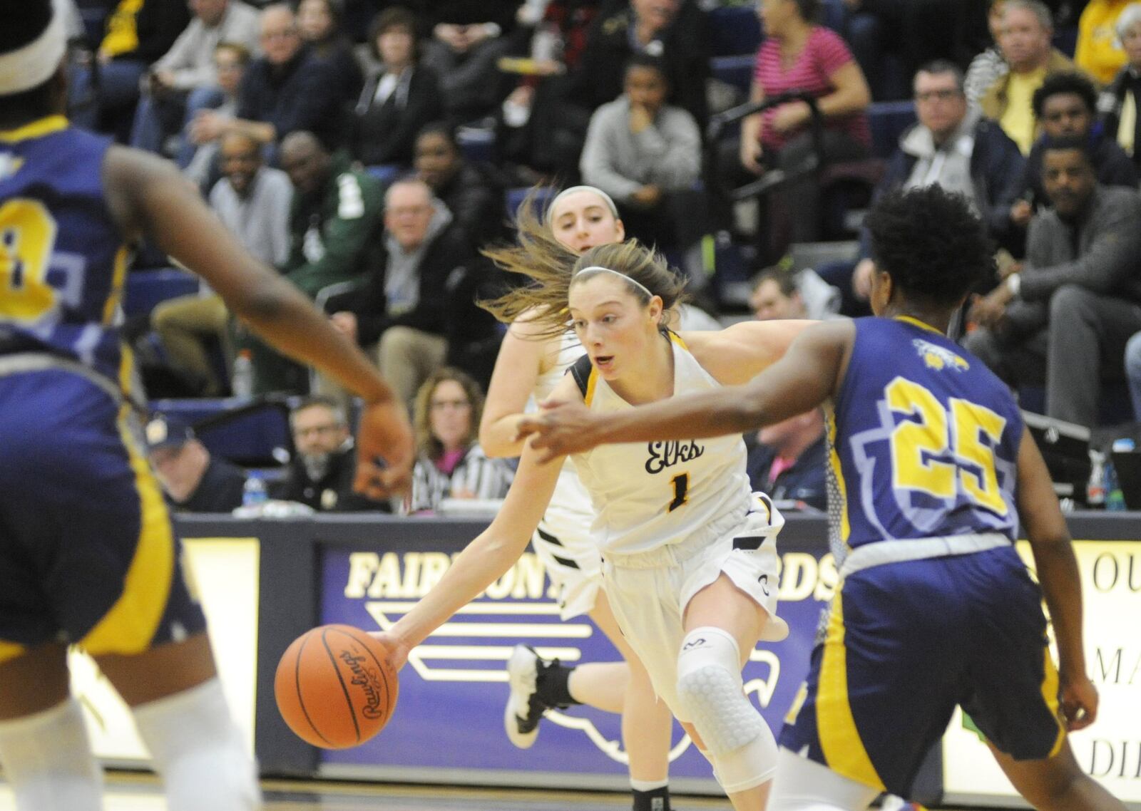 Alexis Hutchison of Centerville (with ball) races up the court. Centerville defeated Cin. Walnut Hills 54-39 in a girls high school basketball D-I regional final at Fairmont’s Trent Arena on Wednesday, March 6, 2019. MARC PENDLETON / STAFF