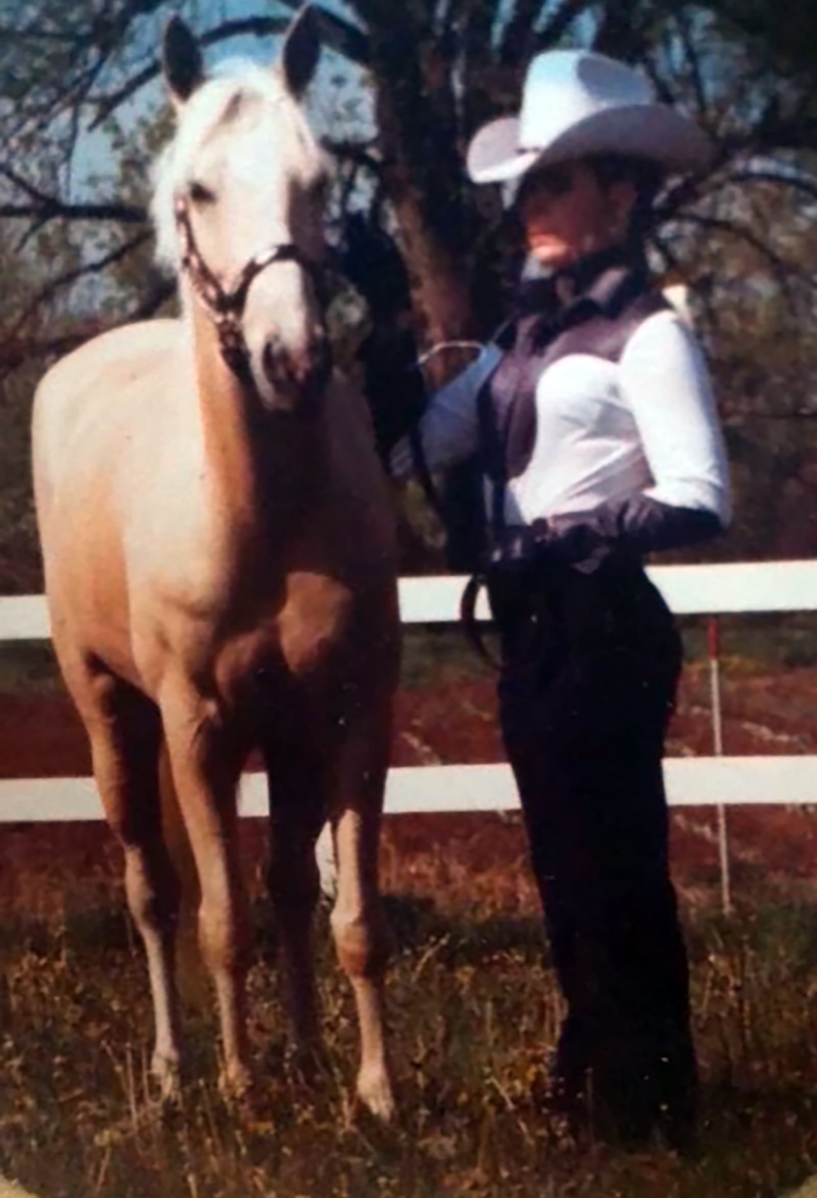 Rodgers and her horse, Eternal Dust in 1984 in Yellow Springs