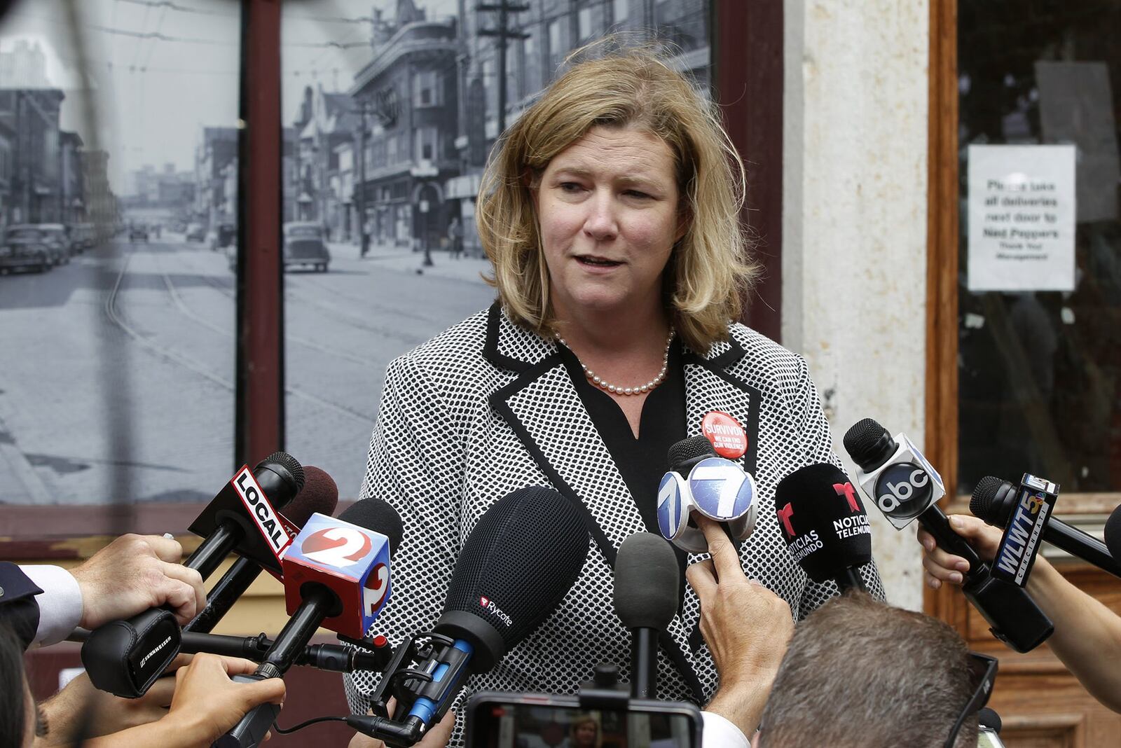 In this file photo Dayton Mayor Nan Whaley gives updates about the mass shooting that took place Aug. 4 in the Oregon District. TY GREENLEES / STAFF