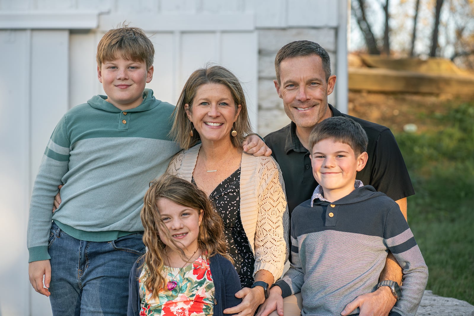 Long and his family. L-R Caleb, 11; Virginia, 7; wife Claire, Long and Bennett, 9.