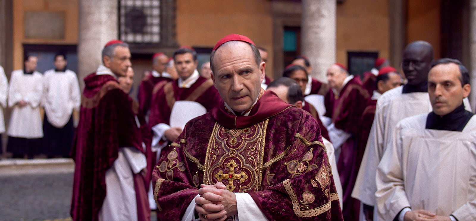 This image released by Focus Features shows Ralph Fiennes in a scene from "Conclave." (Focus Features via AP)