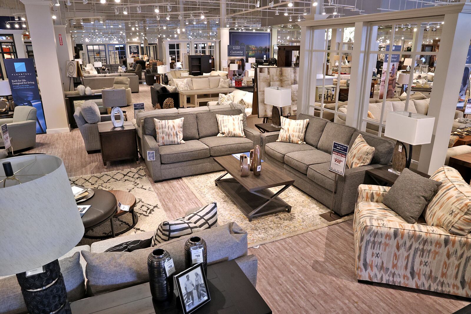 The showroom of the Morris Home Furniture store Beavercreek store. BILL LACKEY/STAFF